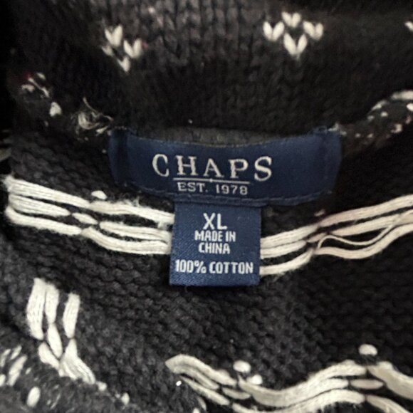 Vintage Chaps Ralph Lauren Womens Black Cotton Fair Isle Ski Knit Sweater XL - Picture 3 of 8